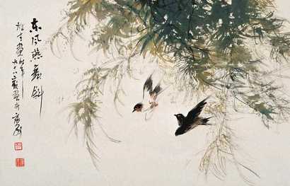 黎雄才 东风燕舞斜 镜心